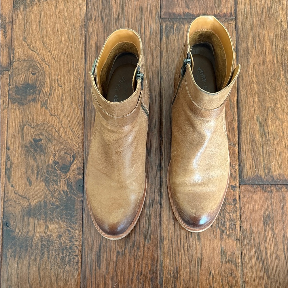 Kork-Ease Brown Leather Ankle Booties